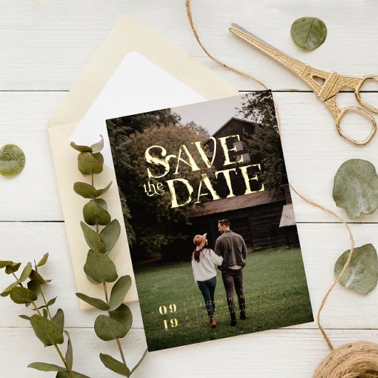 Simple Modern Boho | Foto Save the Date Folie Uitnodiging