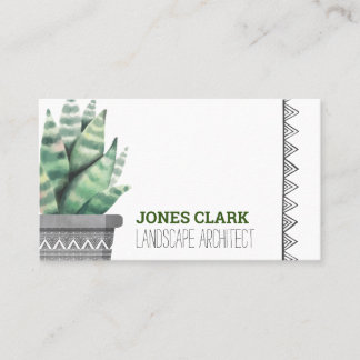 Simple Modern Boho Greenery Succulents Botanical Visitekaartje
