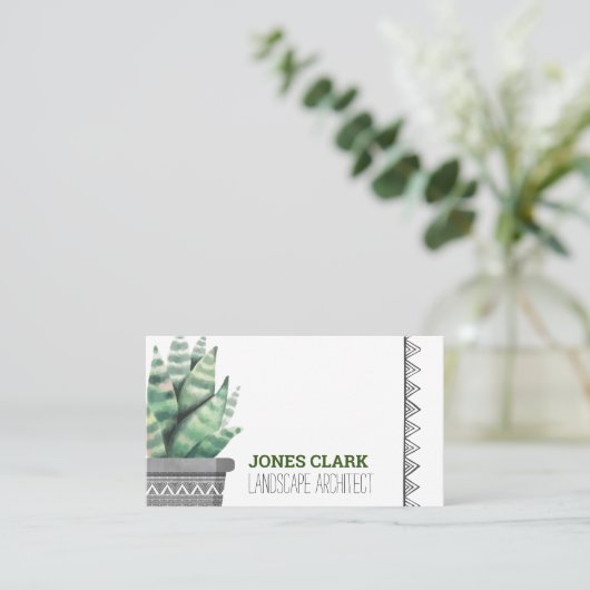 Simple Modern Boho Greenery Succulents Botanical Visitekaartje (Staand voorkant)
