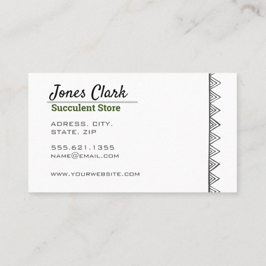 Simple Modern Boho Greenery Succulents Botanical Visitekaartje (Achterkant)