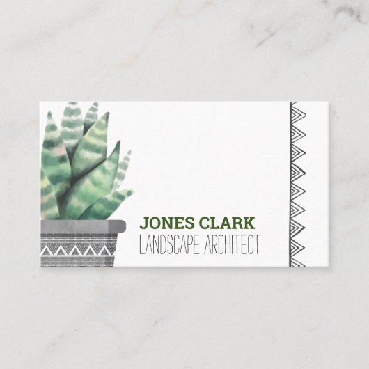 Simple Modern Boho Greenery Succulents Botanical Visitekaartje (Voorkant)