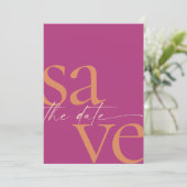 Simple Modern Bold Photo Magenta Oranje Save The Date (Staand voorkant)