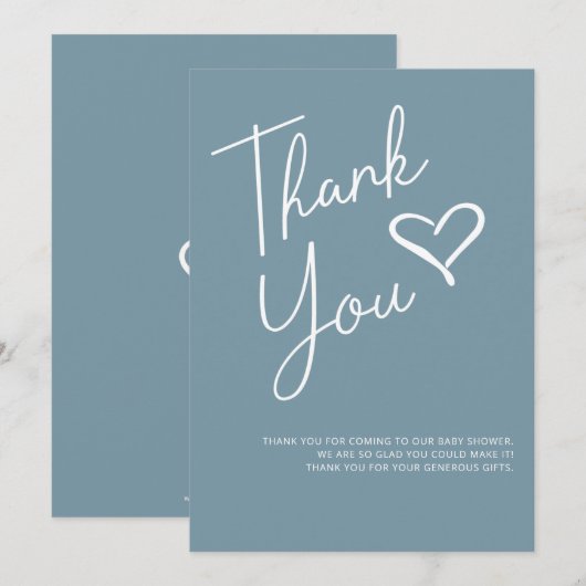 Simple Modern Boy Baby shower Dank u Kaart (Voorkant / Achterkant)