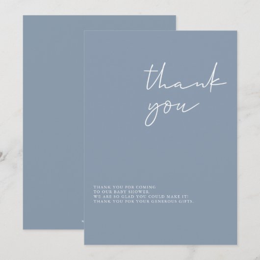 Simple Modern Boy Baby shower - Hartelijk dank Kaart (Voorkant / Achterkant)