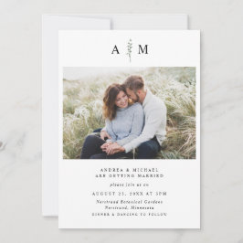 Simple Modern Branch Botanical Photo Wedding Kaart