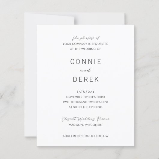 Simple Modern Budget Wedding Invitation (Voorkant)