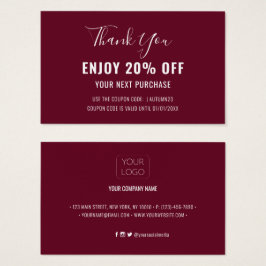 Simple Modern Burgundy Discount Coupon Kaart