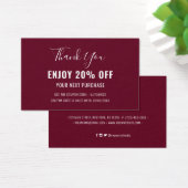 Simple Modern Burgundy Discount Coupon Kaart (Bureau)