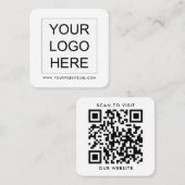 Simple Modern Business Logo QR Code Professional Vierkante Visitekaartje (Voorkant / Achterkant)