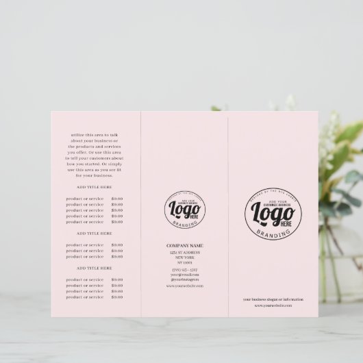 Simple Modern Business Logo Roze Drievoudige Broch (Staand voorkant)