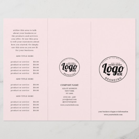 Simple Modern Business Logo Roze Drievoudige Broch (Voorkant)