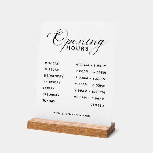 Simple Modern Business Opening Hours Display (Hoek)