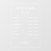 Simple Modern Business Opening Hours Transparent Raamsticker (Vel)