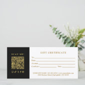 Simple Modern Business QR Code Gift Certificate (Staand voorkant)