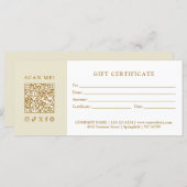 Simple Modern Business QR Code Gift Certificate (Voorkant / Achterkant)