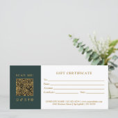 Simple Modern Business QR Code Gift Certificate (Staand voorkant)