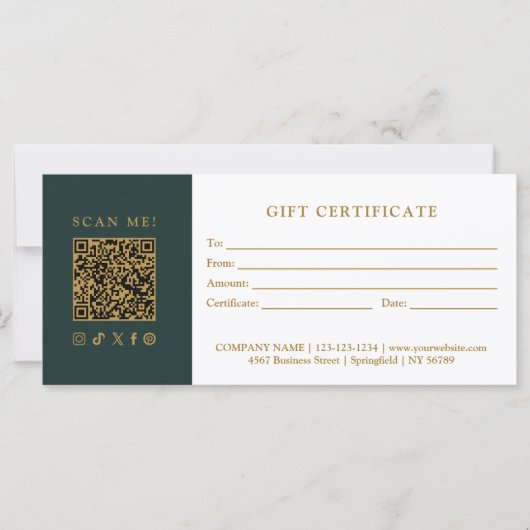 Simple Modern Business QR Code Gift Certificate (Voorkant)