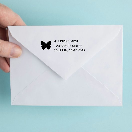 Simple Modern Butterfly Black Address Zelfinktende Stempel