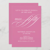 Simple Modern Caligraphy Fifty 50th Birthday Party Kaart (Voorkant / Achterkant)