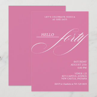 Simple Modern Caligraphy Forty 40th Birthday Party Kaart