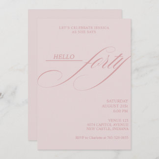 Simple Modern Caligraphy Forty 40th Birthday Party Kaart
