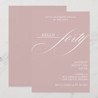 Simple Modern Caligraphy Forty 40th Birthday Party Kaart