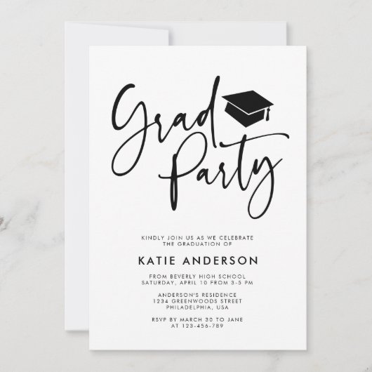 Simple Modern Calligraphy Afstudeerder Party Photo Kaart (Voorkant)