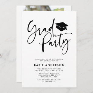 Simple Modern Calligraphy Afstudeerder Party Photo Kaart