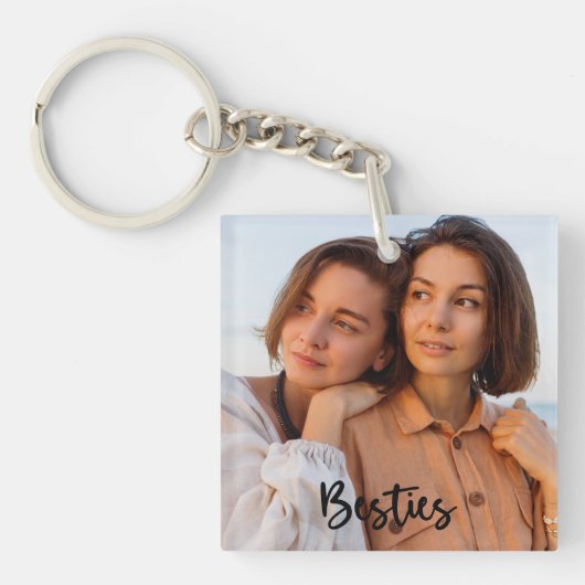 Simple Modern Calligraphy Besties 2-Photo  Sleutelhanger (Voorkant)