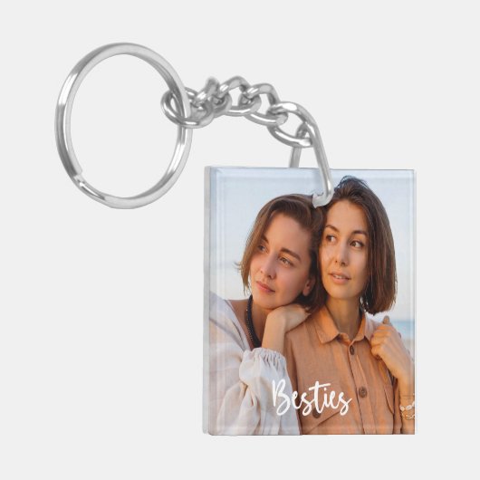 Simple Modern Calligraphy Besties 2-Photo  Sleutelhanger (Voorkant Links)