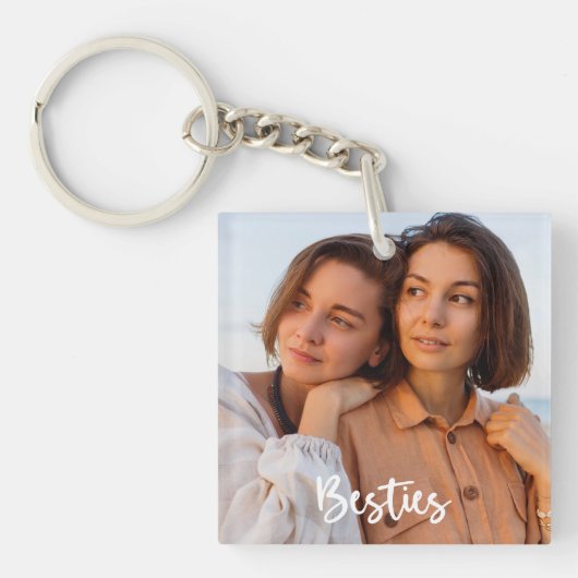 Simple Modern Calligraphy Besties 2-Photo  Sleutelhanger (Voorkant)