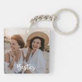 Simple Modern Calligraphy Besties 2-Photo  Sleutelhanger (Achterkant)