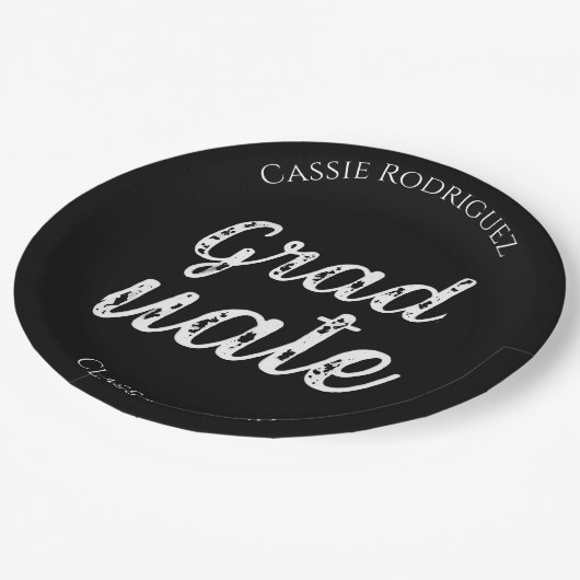 Simple Modern Calligraphy Graduation Black Papieren Bordje (Gekanteld)