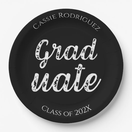 Simple Modern Calligraphy Graduation Black Papieren Bordje (Voorkant)