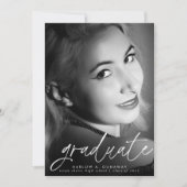 Simple Modern Calligraphy Photo Afstuderen Aankondiging (Voorkant)