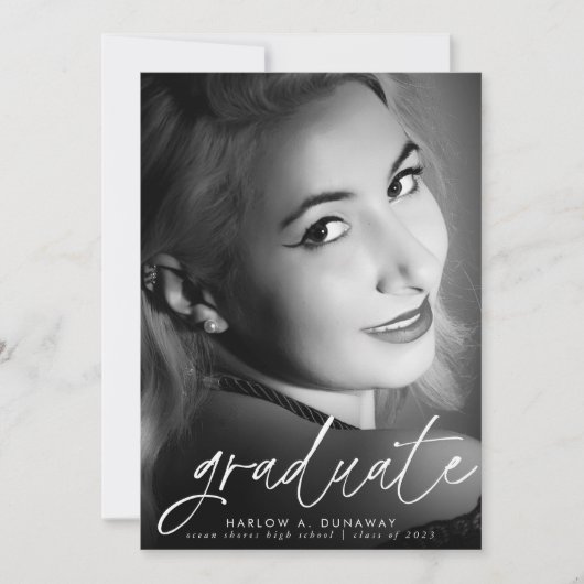 Simple Modern Calligraphy Photo Afstuderen Aankondiging (Voorkant)