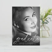 Simple Modern Calligraphy Photo Afstuderen Aankondiging (Staand voorkant)