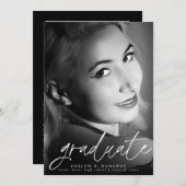 Simple Modern Calligraphy Photo Afstuderen Aankondiging (Voorkant / Achterkant)
