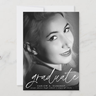 Simple Modern Calligraphy Photo Afstuderen Aankondiging