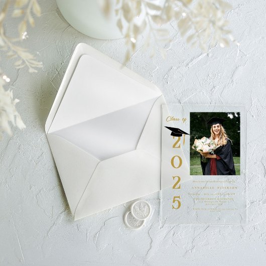 Simple Modern Calligraphy Photo Afstuderen Acryl Uitnodigingen