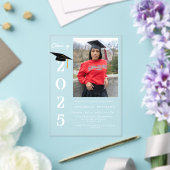 Simple Modern Calligraphy Photo Afstuderen Acryl Uitnodigingen (Insitu (Huwelijk))