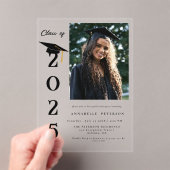 Simple Modern Calligraphy Photo Afstuderen Acryl Uitnodigingen (Insitu (Draagbaar))