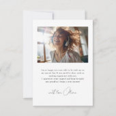 Simple Modern Calligraphy Photo Afstuderen Bedankkaart (Achterkant)