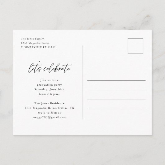 Simple Modern Calligraphy Photo Afstuderen Briefkaart (Achterkant)