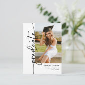 Simple Modern Calligraphy Photo Afstuderen Briefkaart (Staand voorkant)