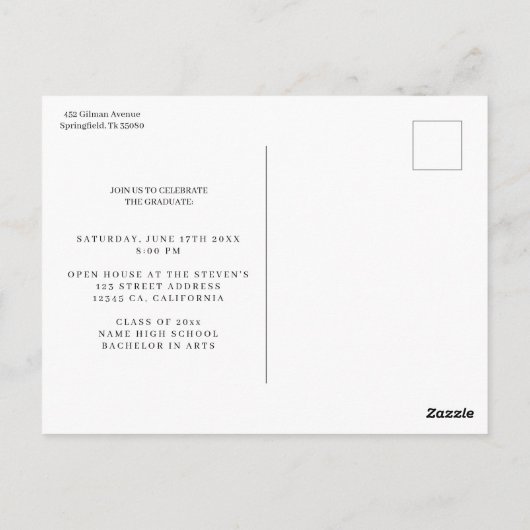 Simple Modern Calligraphy Photo Afstuderen Briefkaart (Achterkant)