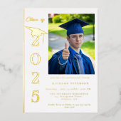 Simple Modern Calligraphy Photo Afstuderen Folie Uitnodiging (Voorkant)