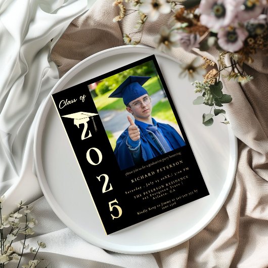 Simple Modern Calligraphy Photo Afstuderen Folie Uitnodiging