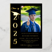 Simple Modern Calligraphy Photo Afstuderen Folie Uitnodiging (Voorkant)