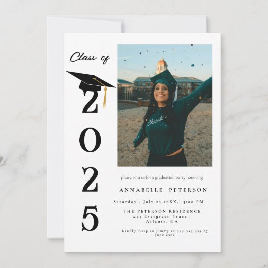 Simple Modern Calligraphy Photo Afstuderen Kaart (Achterkant)